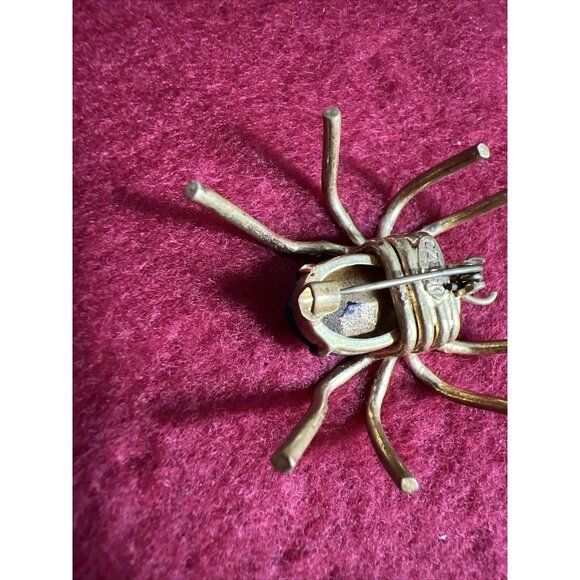RARE Antique Victorian CZECHO Stamped Gold Filled Ornate European Spider Brooch - Picture 7 of 9